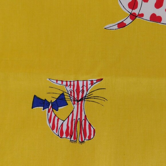 MCM Ameritex mod funky sailor stripe polka dot cat kitten cotton canvas fabric - Picture 5 of 16